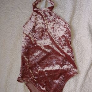 Velvet halter neck body suit
